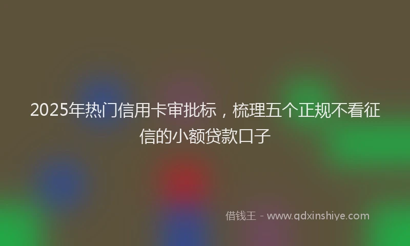 2025年热门信用卡审批标，梳理五个正规不看征信的小额贷款口子