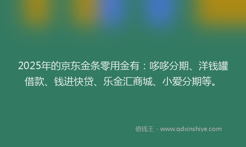 2025年的京东金条零用金有：哆哆分期、洋钱罐借款、钱进快贷、乐金汇商城、小爱分期等。