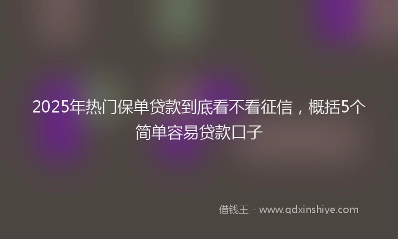 2025年热门保单贷款到底看不看征信，概括5个简单容易贷款口子