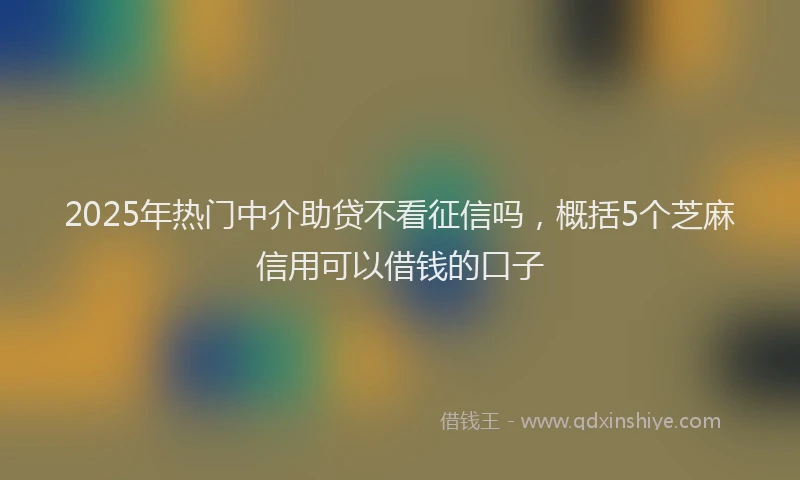 2025年热门中介助贷不看征信吗，概括5个芝麻信用可以借钱的口子