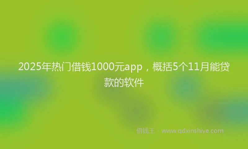 2025年热门借钱1000元app，概括5个11月能贷款的软件
