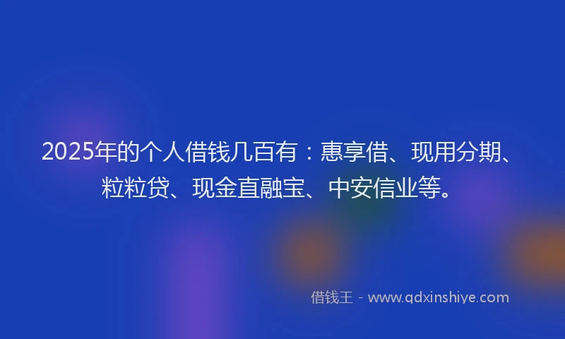2025年的个人借钱几百有：惠享借、现用分期、粒粒贷、现金直融宝、中安信业等。