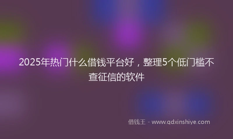 2025年热门什么借钱平台好，整理5个低门槛不查征信的软件
