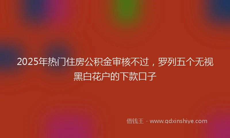 2025年热门住房公积金审核不过，罗列五个无视黑白花户的下款口子