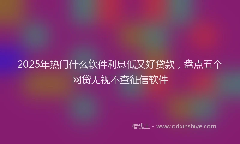 2025年热门什么软件利息低又好贷款，盘点五个网贷无视不查征信软件