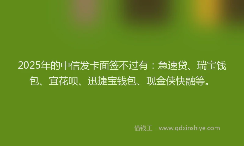 2025年的中信发卡面签不过有：急速贷、瑞宝钱包、宜花呗、迅捷宝钱包、现金侠快融等。