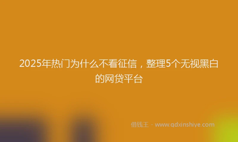 2025年热门为什么不看征信，整理5个无视黑白的网贷平台
