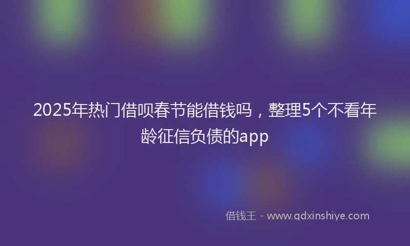 2025年热门借呗春节能借钱吗，整理5个不看年龄征信负债的app