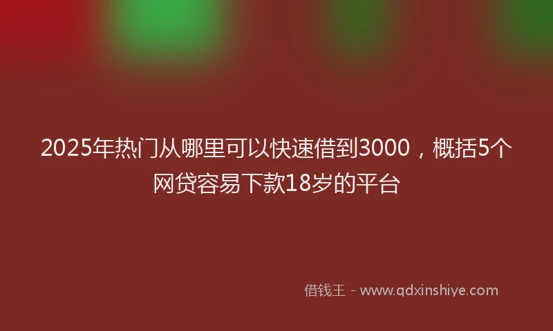 2025年热门从哪里可以快速借到3000，概括5个网贷容易下款18岁的平台