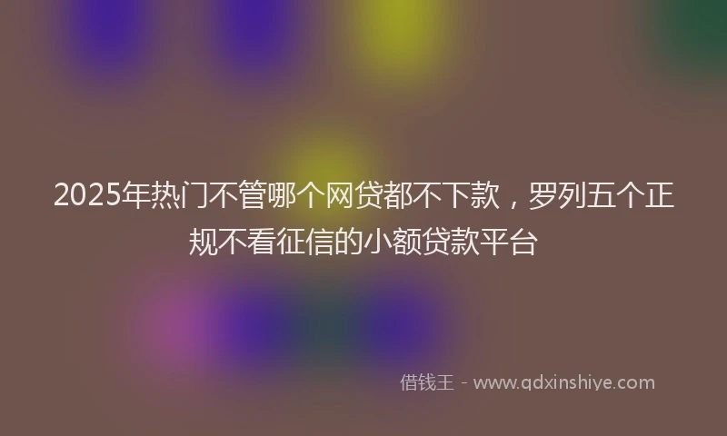 2025年热门不管哪个网贷都不下款，罗列五个正规不看征信的小额贷款平台
