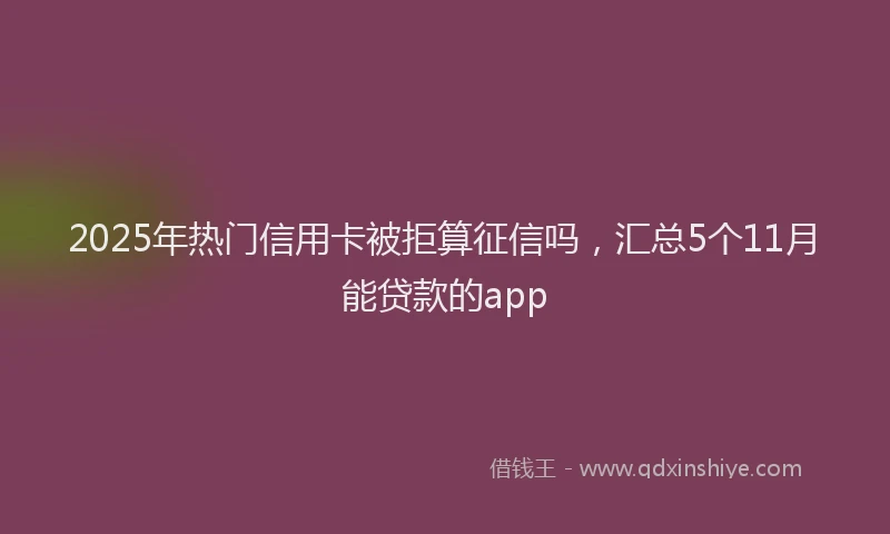 2025年热门信用卡被拒算征信吗，汇总5个11月能贷款的app
