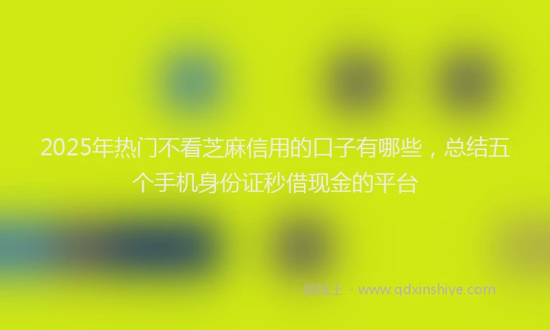 2025年热门不看芝麻信用的口子有哪些，总结五个手机身份证秒借现金的平台