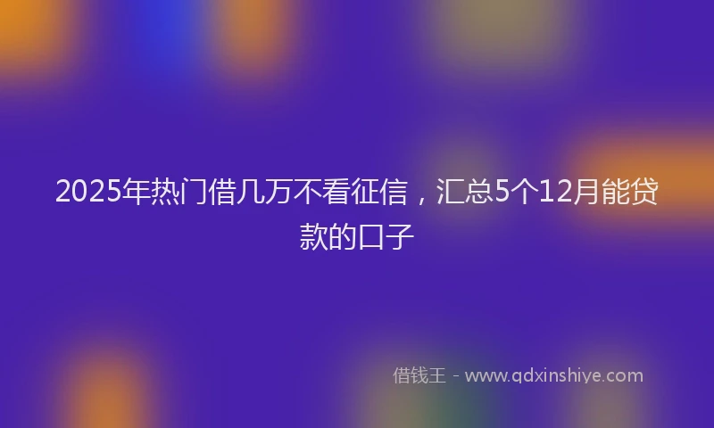 2025年热门借几万不看征信，汇总5个12月能贷款的口子