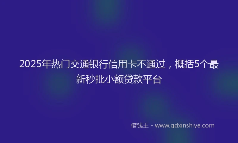 2025年热门交通银行信用卡不通过，概括5个最新秒批小额贷款平台