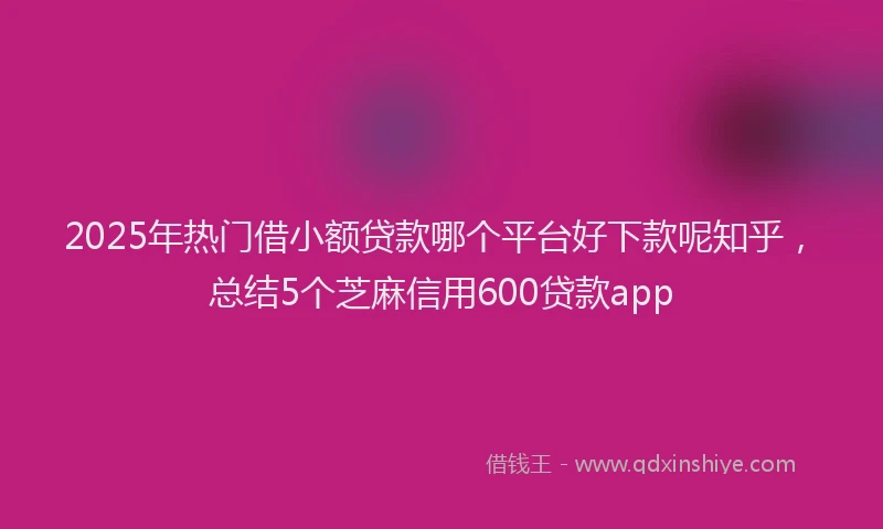 2025年热门借小额贷款哪个平台好下款呢知乎，总结5个芝麻信用600贷款app