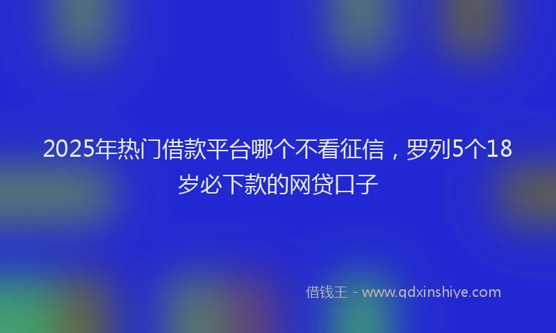 2025年热门借款平台哪个不看征信，罗列5个18岁必下款的网贷口子