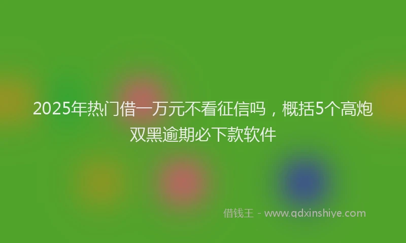 2025年热门借一万元不看征信吗，概括5个高炮双黑逾期必下款软件
