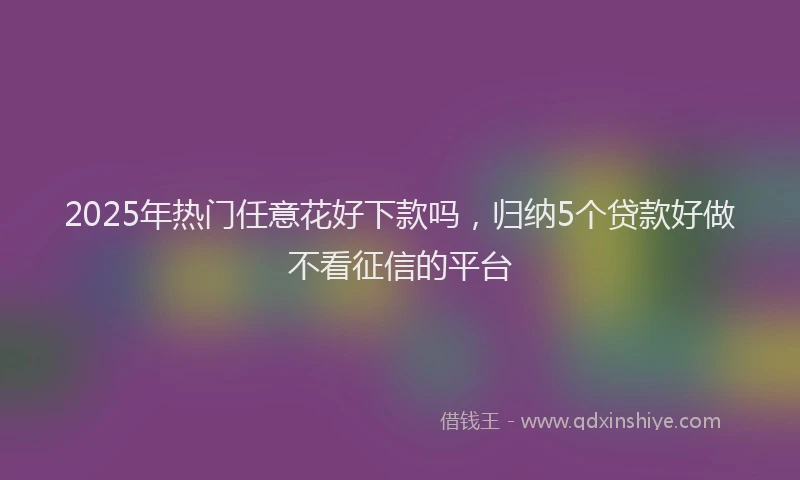 2025年热门任意花好下款吗，归纳5个贷款好做不看征信的平台