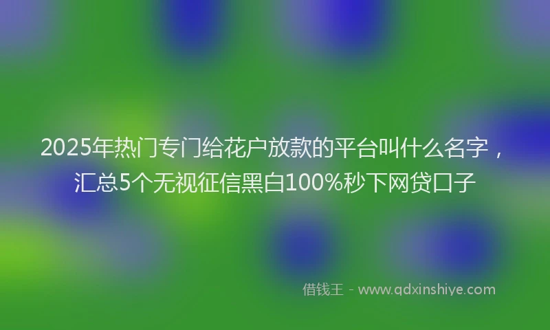 2025年热门专门给花户放款的平台叫什么名字，汇总5个无视征信黑白100%秒下网贷口子