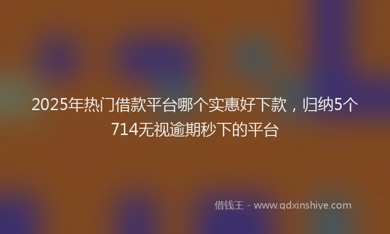 2025年热门借款平台哪个实惠好下款，归纳5个714无视逾期秒下的平台