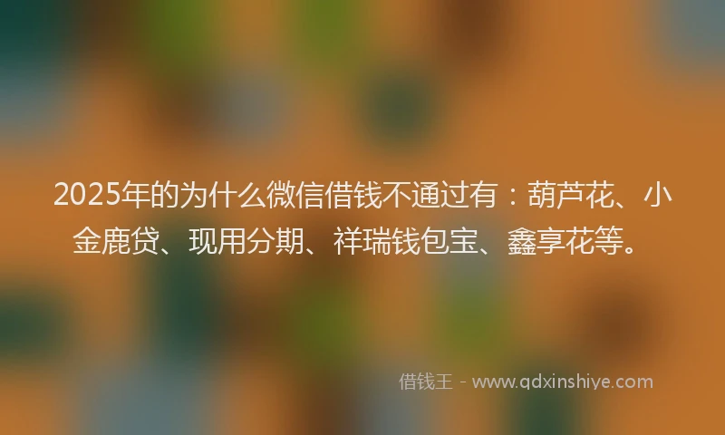 2025年的为什么微信借钱不通过有：葫芦花、小金鹿贷、现用分期、祥瑞钱包宝、鑫享花等。