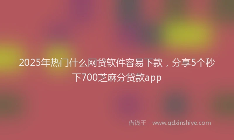 2025年热门什么网贷软件容易下款，分享5个秒下700芝麻分贷款app