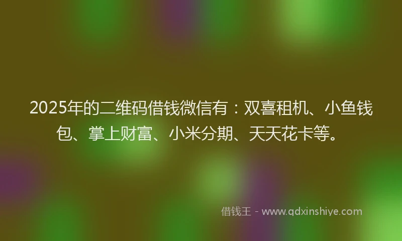 2025年的二维码借钱微信有：双喜租机、小鱼钱包、掌上财富、小米分期、天天花卡等。