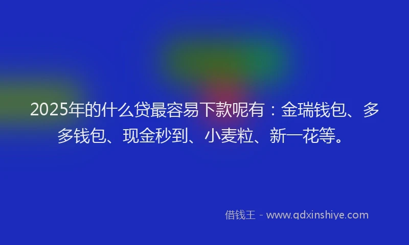 2025年的什么贷最容易下款呢有：金瑞钱包、多多钱包、现金秒到、小麦粒、新一花等。