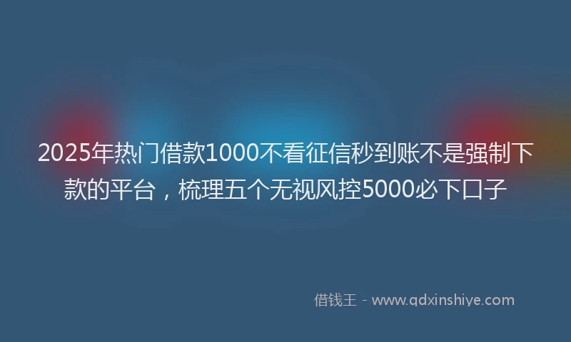 2025年热门借款1000不看征信秒到账不是强制下款的平台，梳理五个无视风控5000必下口子