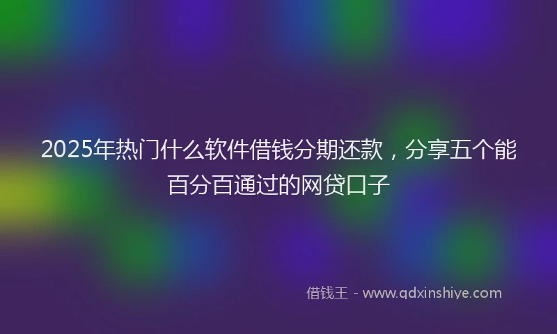 2025年热门什么软件借钱分期还款，分享五个能百分百通过的网贷口子