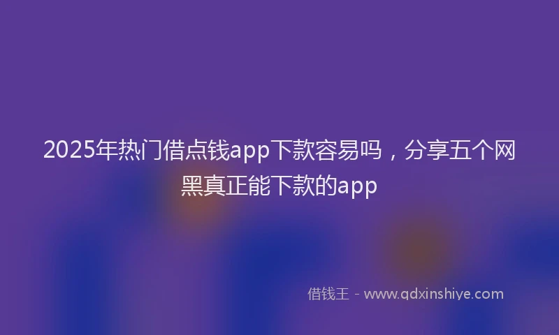 2025年热门借点钱app下款容易吗，分享五个网黑真正能下款的app