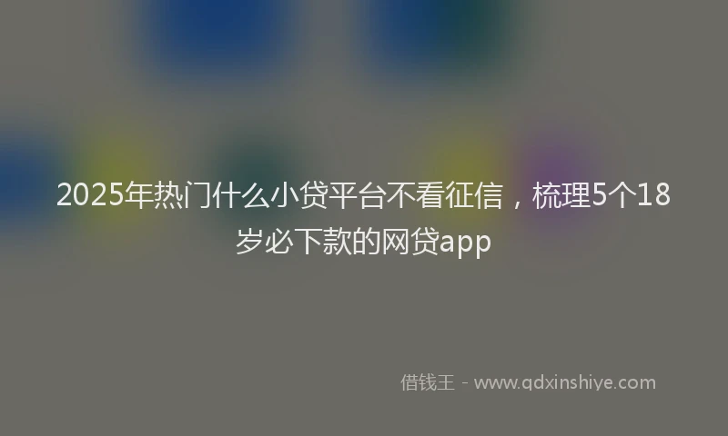 2025年热门什么小贷平台不看征信，梳理5个18岁必下款的网贷app