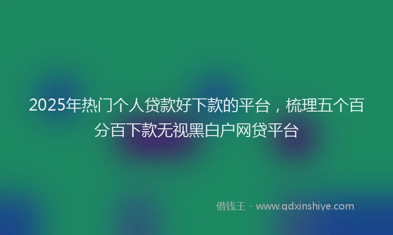 2025年热门个人贷款好下款的平台，梳理五个百分百下款无视黑白户网贷平台