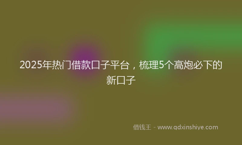 2025年热门借款口子平台，梳理5个高炮必下的新口子