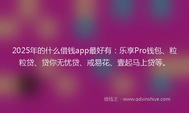 2025年的什么借钱app最好有：乐享Pro钱包、粒粒贷、贷你无忧贷、戒易花、壹起马上贷等。