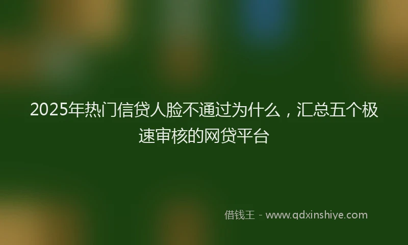 2025年热门信贷人脸不通过为什么，汇总五个极速审核的网贷平台