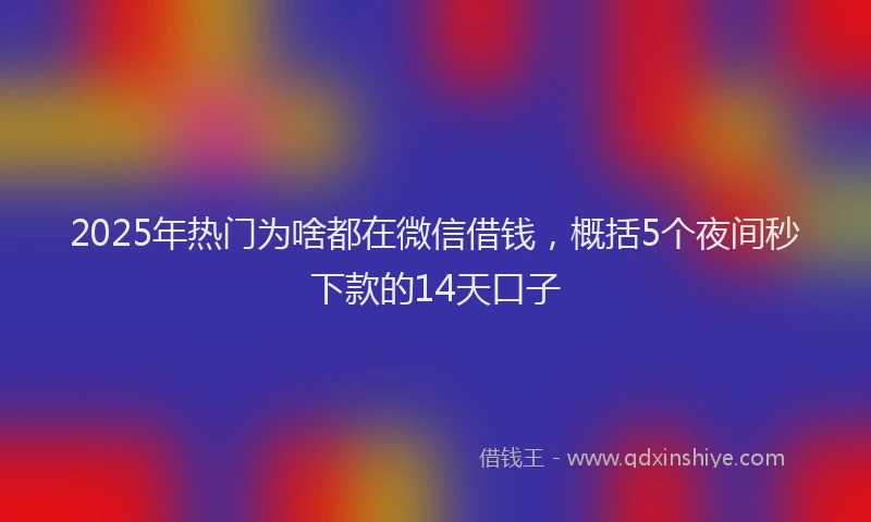 2025年热门为啥都在微信借钱，概括5个夜间秒下款的14天口子