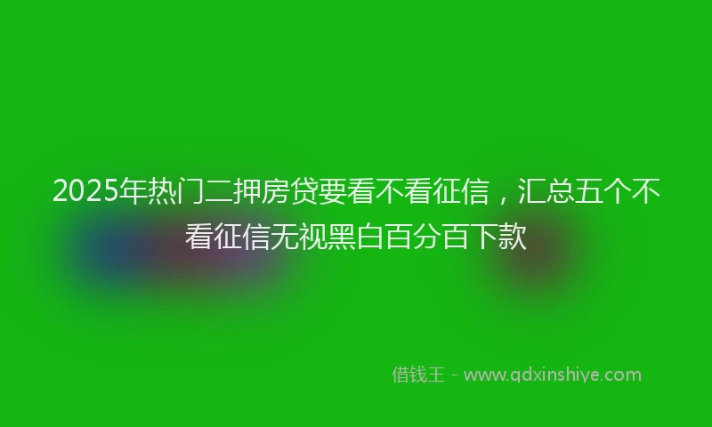 2025年热门二押房贷要看不看征信，汇总五个不看征信无视黑白百分百下款