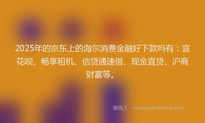 2025年的京东上的海尔消费金融好下款吗有：宜花呗、畅享租机、信贷通速借、现金直贷、沪商财富等。