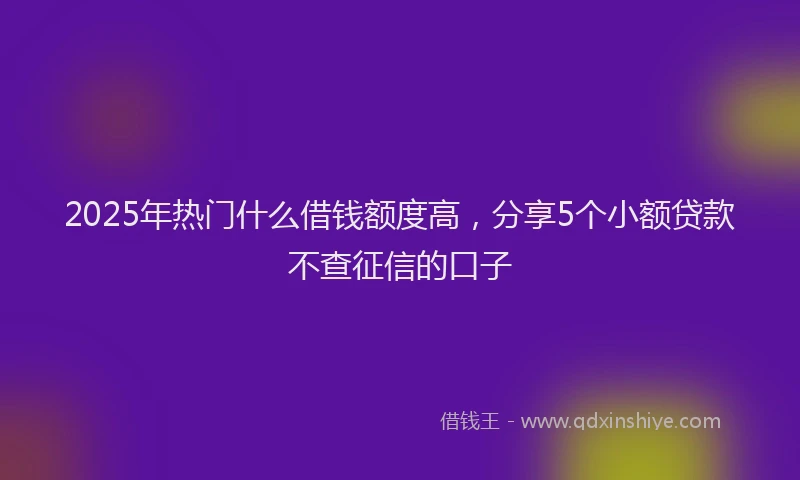 2025年热门什么借钱额度高，分享5个小额贷款不查征信的口子