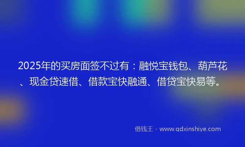 2025年的买房面签不过有：融悦宝钱包、葫芦花、现金贷速借、借款宝快融通、借贷宝快易等。