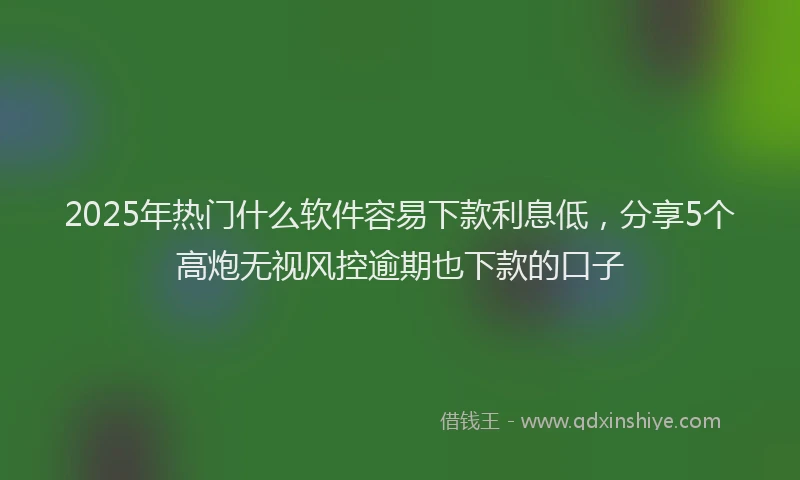 2025年热门什么软件容易下款利息低，分享5个高炮无视风控逾期也下款的口子