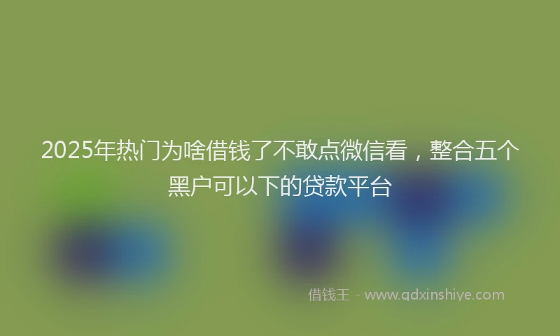 2025年热门为啥借钱了不敢点微信看，整合五个黑户可以下的贷款平台