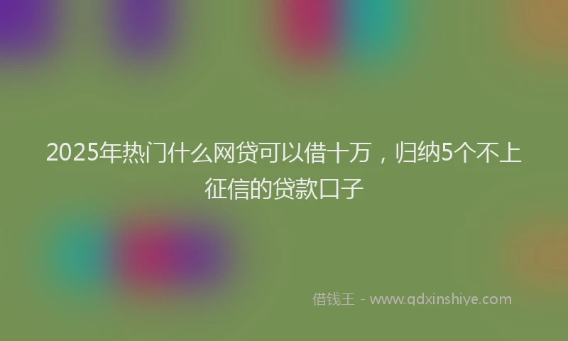2025年热门什么网贷可以借十万，归纳5个不上征信的贷款口子