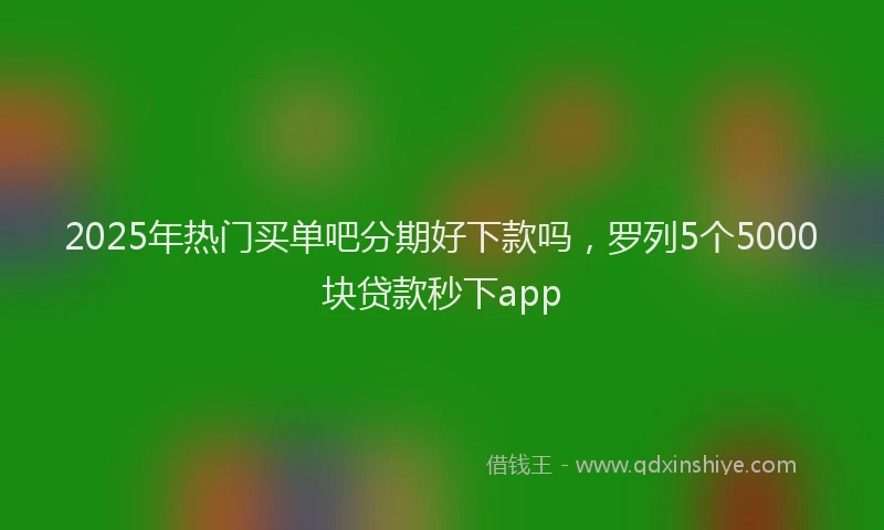 2025年热门买单吧分期好下款吗，罗列5个5000块贷款秒下app