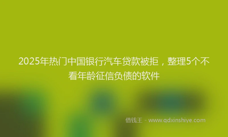 2025年热门中国银行汽车贷款被拒，整理5个不看年龄征信负债的软件