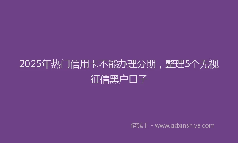 2025年热门信用卡不能办理分期，整理5个无视征信黑户口子