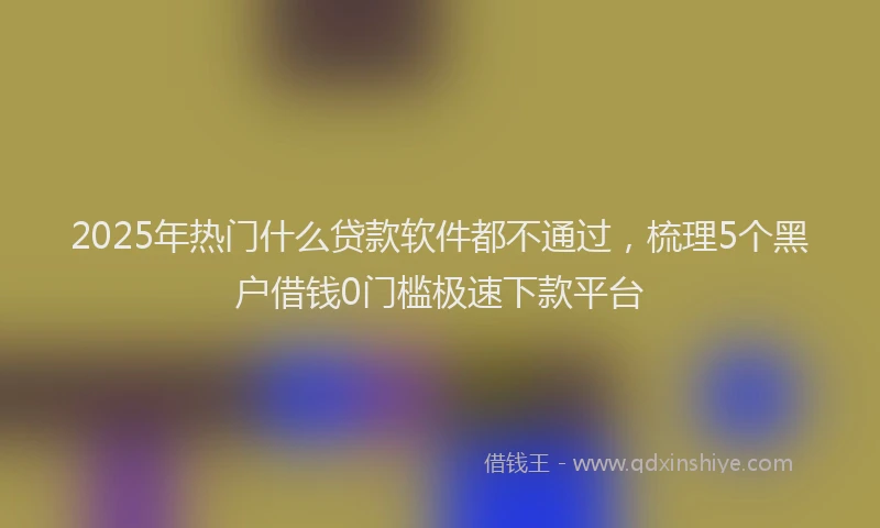 2025年热门什么贷款软件都不通过，梳理5个黑户借钱0门槛极速下款平台