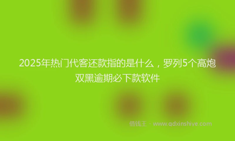 2025年热门代客还款指的是什么，罗列5个高炮双黑逾期必下款软件