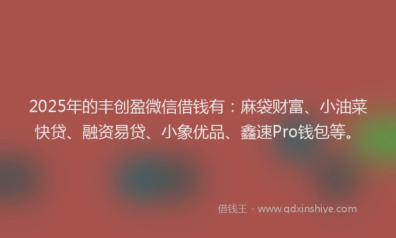 2025年的丰创盈微信借钱有：麻袋财富、小油菜快贷、融资易贷、小象优品、鑫速Pro钱包等。